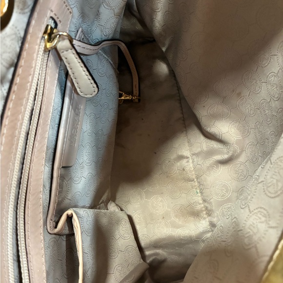 Michael Kors Metallic Gold Logo Tote with Leather Trim - Picture 5 of 11